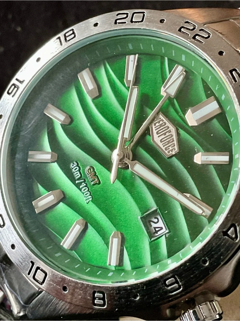 NIB Wavy Desert Dial Heroforce GMT Watch w Tool